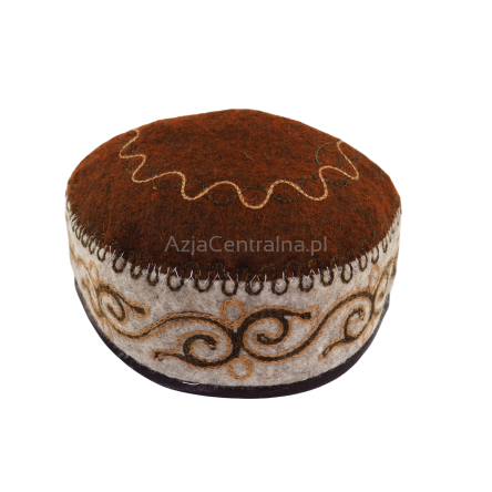 Kirgiska męska czapka krymka tubeteika filcowa wełniana (55,56cm)