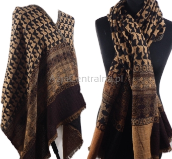 Damski męski szal z wełny merynosów dwustronny