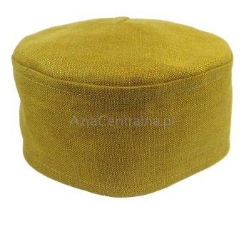 Krymka mycka męska czapka musztardowa z podszewką