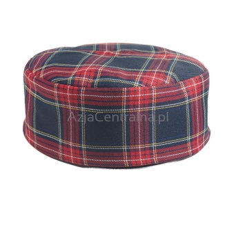 Krymka czapka męska w granatowe i czerwone kratki