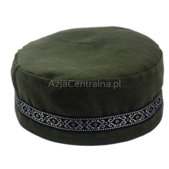 Krymka mycka męska czapka lniana zielona khaki