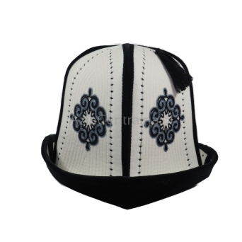 Męska czapka kirgiska kalpak tradycyjny biało-czarny