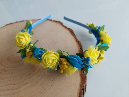 Opaska kwiecista Żółto-granatowa