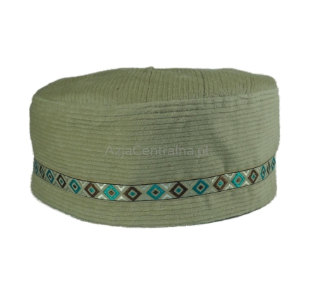 Krymka czapka mycka sztruks z podszewką Kremowa