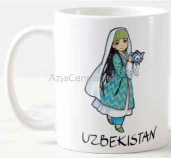 Kubek ceramiczny Uzbekistan - Uzbeczka w tradycyjnym stroju