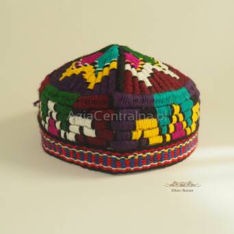 Uzbecka czapka dziecięca krymka tkany haft Vintage (54cm)
