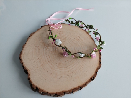 Wianek opaska kwiecista Różowo-biała