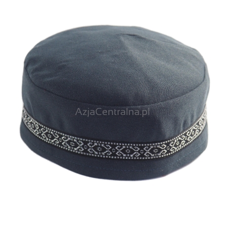 Krymka czapka męska z taśmą dekoracyjną szara