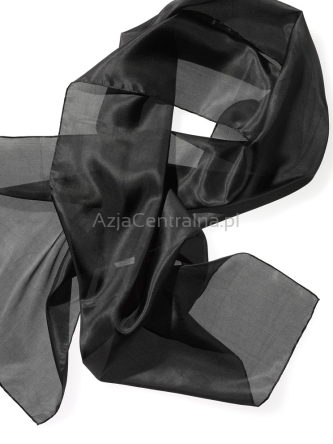 Szal jedwabny Pongee 5 szyfon 185x45cm CZARNY