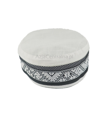 Letnia czapka damska męska krymka lniana ecru czarna Boho etno