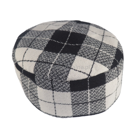 Krymka czapka męska wełna mycka czarnobiała krata