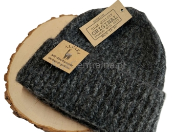 Ciepła czapka męska zimowa wełniana Alpaka moher MELANŻ ATRACYT