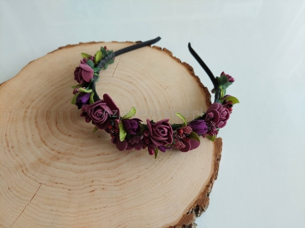 Opaska kwiecista Bordowe róży