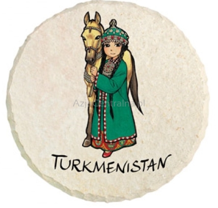 Magnes Turkmenistan Turkmenka z koniem Achał-tekiński