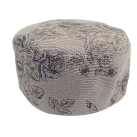 Krymka mycka męska czapka jeans beż  kwiaty