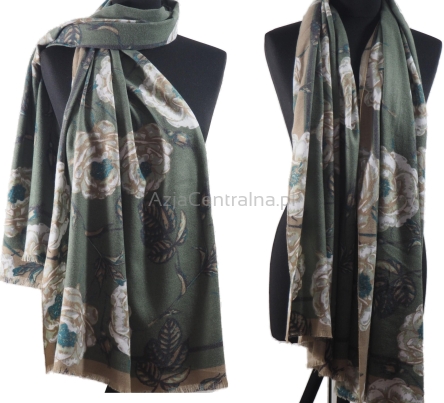 Damski elegancki szal kaszmirowy Beżowy zielony