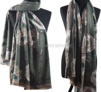 Damski elegancki szal kaszmirowy Beżowy zielony