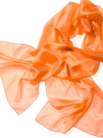 Szal jedwabny Pongee 5 szyfon 185x45cm Pomarańczowy