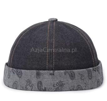 Dokerka czapka Jeansowa Czarna Paisley 55-60cm