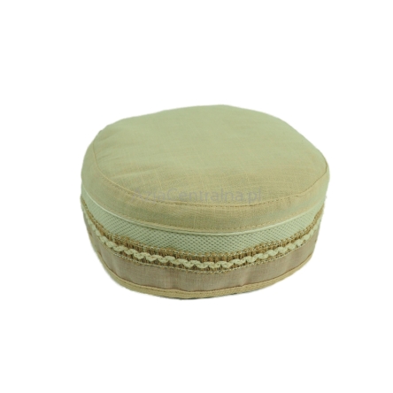 Męska letnia czapka lniana krymka beżowa z jutową taśmą