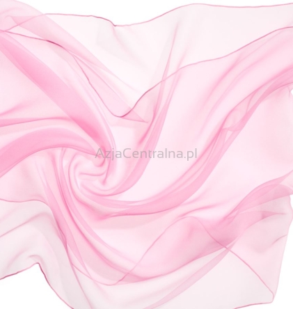 Szal jedwabny szyfon PUDROWY RÓŻ 180x55cm 100% jedwab