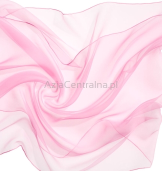 Szal jedwabny szyfon PUDROWY RÓŻ 180x55cm 100% jedwab