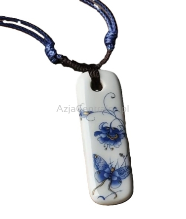 Naszyjnik ceramiczny zawieszką z porcelany Motyl