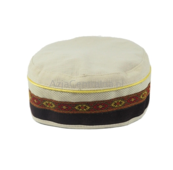 Letnia czapka męska krymka lniana kremowa ecru