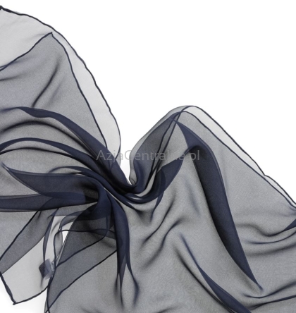 Damski szal szalik jedwabny 180x55cm GRANATOWY 100% jedwab