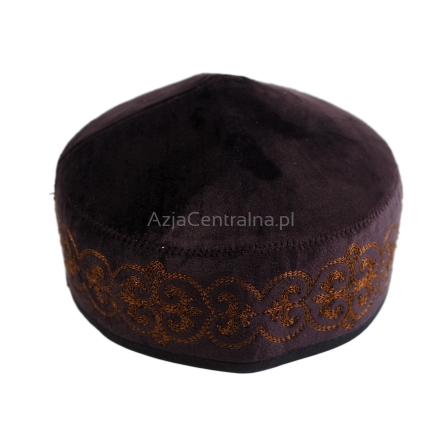 Kazachska męska czapka krymka haftowana Brązowa (54,56,59,60cm)