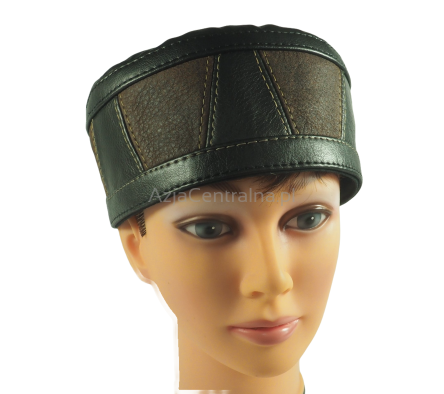 Skórzana czapka męska krymka czarna ze skóry 56-62cm