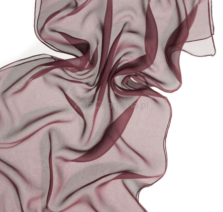 Szal jedwabny szyfon BORDOWY 180x55cm 100% jedwab