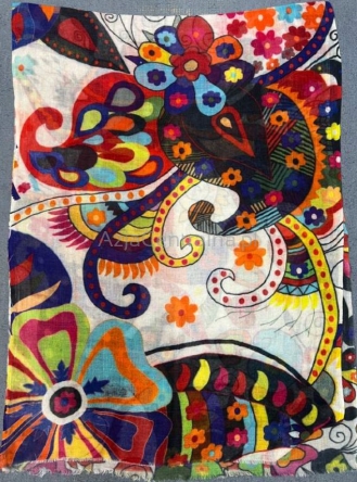 Damski szal wełniany kolorowy merino print Paisley