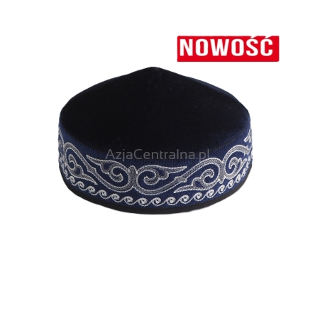 Granatowa męska czapka krymka tubeteika haftowana (56,57cm)