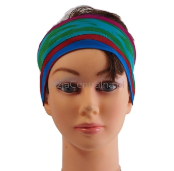 Damska opaska kolorowa na włosy w paski na lato