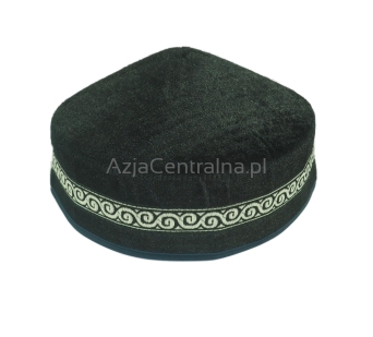 Krymka tradycyjna kazachska czarna z aksamitu (56,57cm)