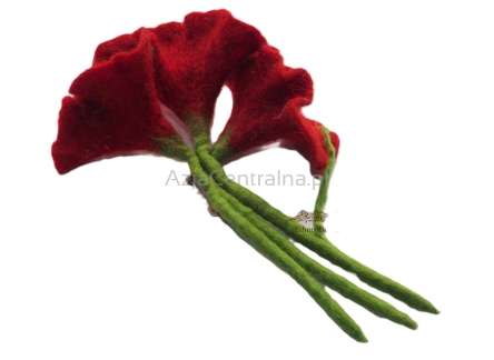 Broszka kwita z wełny merino