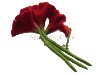 Broszka kwita z wełny merino