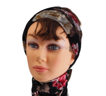 Szeroka welurowa opaska do włosów KWIECISTA