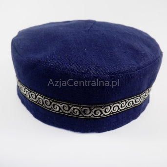 Krymka czapka męska len indygo fioletowy (63cm)
