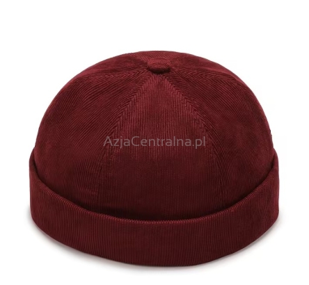 Dokerka męska czapka sztruksowa BORDOWA 55-58cm