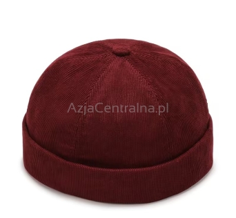 Dokerka męska czapka sztruksowa BORDOWA 55-58cm