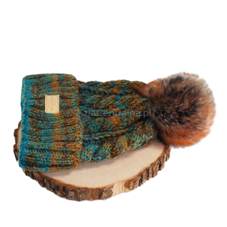 Ciepła czapka zimowa z pomponem z alpaki i merynosów