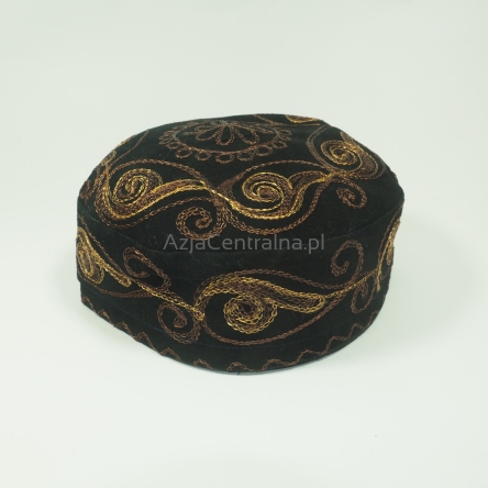 Czarna czapka uzbecka krymka haftowana (54cm)