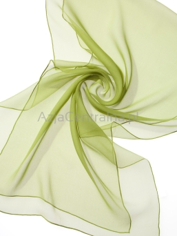 Szal jedwabny szyfon OLIWKA 180x55cm 100% jedwab