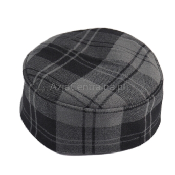 Krymka czapka męska w szare i czarne kratki