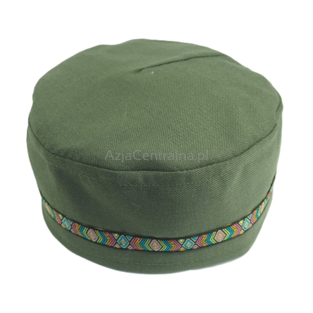 Krymka czapka męska zielona khaki taśma ozdobna
