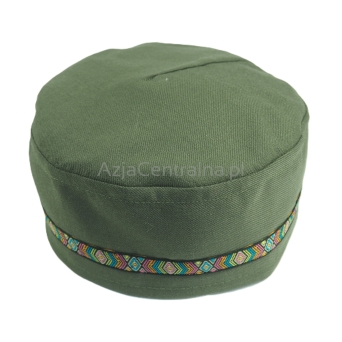 Krymka czapka męska zielona khaki taśma ozdobna