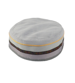 Letnia czapka męska krymka lniana jasnoszara ETNO BOHO