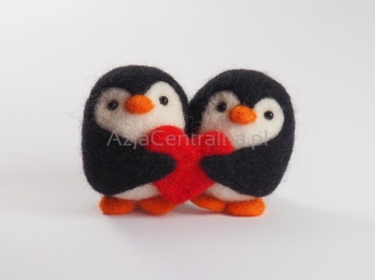 Para filcowanych pingwinków z wełny merynosów